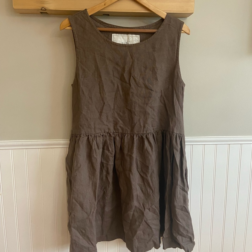 not Perfect Linen MIDI SMOCK Loose Linen Dress-M